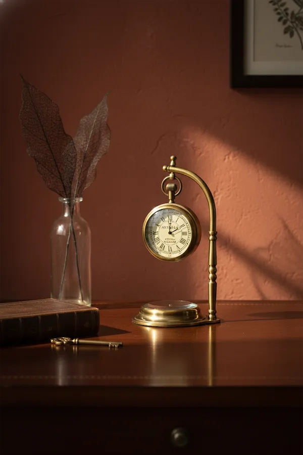 Antiqula_Magnus_6.1_Vintage_Brass_Desk_Clock_With_Compass_Engraved_Quote